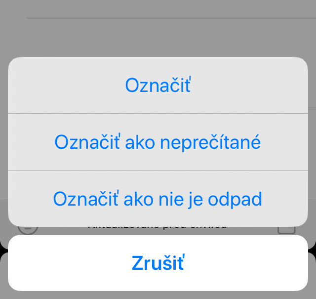 Screenshot of iPhone mail not junk screen